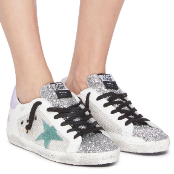 Golden Goose Shoes - Golden Goose Superstar Silver Glitter/Cord Gum NIB